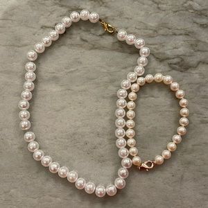 Faux Pearl Necklace & Bracelet